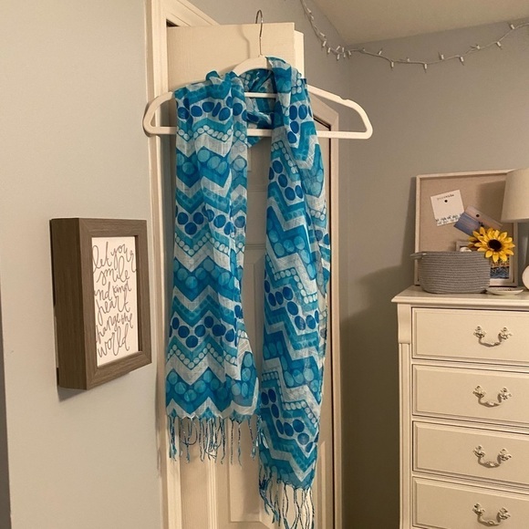 Blue and White Boutique Scarf - Picture 1 of 6